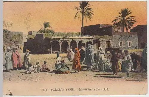 (32171) AK Algerien, Markt im Süden, 1911