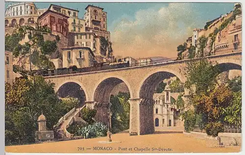 (32159) AK Monaco, Brücke und Kapelle St. Devote, vor 1945