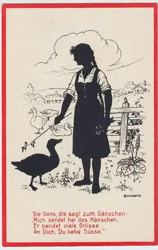 (32133) Künstler AK Zinnoris: Gänsemagd