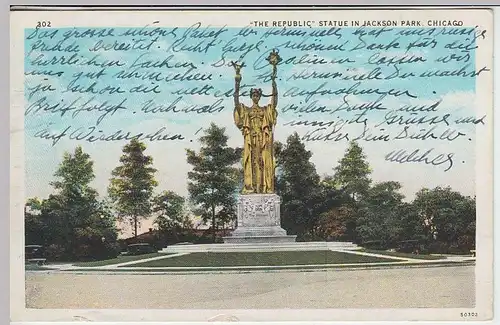 (32122) AK Chicago, Republic-Statue im Jackson Park, 1930