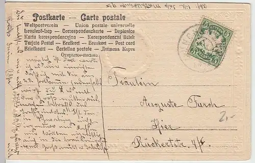 (32121) AK Glückwunsch, Rosenkranz m. Frauen-Silhouette, 1906