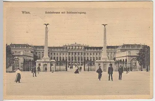 (32089) AK Wien-Schönbrunn, Schlosseingang, 1913