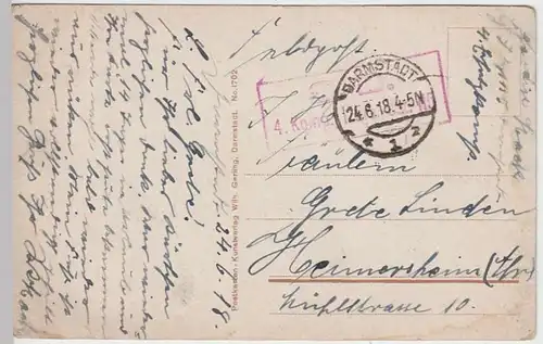 (32072) AK Darmstadt, Paradeplatz, Feldpost 1918