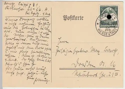 (31951) Postkarte DR Leipzig 1936
