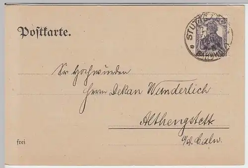 (31935) Postkarte DR 1920, Verein Hilfe in außerord. Notstandsfällen Stuttgart