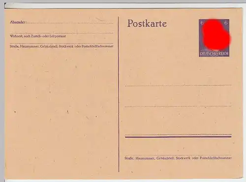 (31927) Ganzsache DR 6 Pf 1940er unbenutzt
