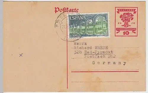 (31874) Ganzsache Nationalversammlung 1919 mit spanischer Briefmarke