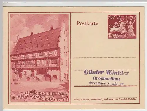 (31750) AK Motiv-Ganzsache Goldschmiedehaus Hanau 1942 unbenutzt