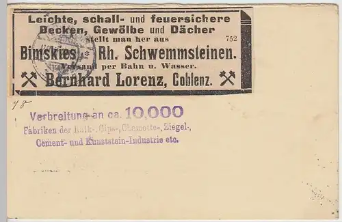 (31724) Ganzsache DR Werbung für Kies u. Steinfabrik Bernhard Lorenz, Coblenz