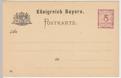 (31712) Ganzsache Bayern um 1900 unbenutzt