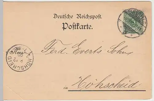 (31673) Postkarte DR 1892 v. Engelhardt & Kaebrich, Elberfeld
