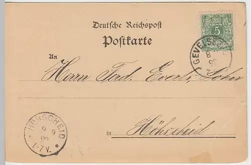 (31672) Ganzsache DR 1892 v. Gebrüder Schürhoff, Gevelsberg