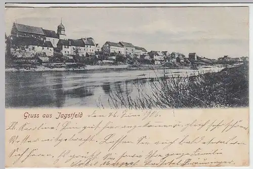 (31766) AK Gruss aus Jagstfeld, Panorama am Neckar, 1906