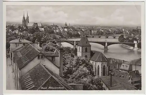 (31662) Foto AK Basel, Panorama mit Albankirchlein