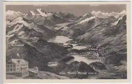 (31658) Foto AK Übersichtskarte um St.Moritz, Graubünden