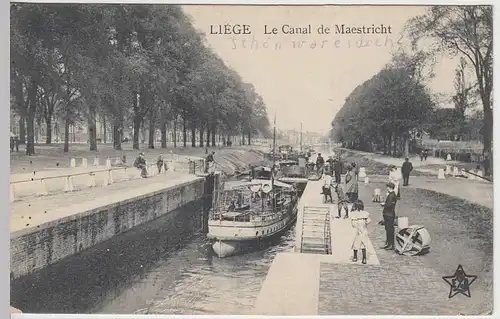 (31641) AK Liege, Lüttich, Maestrichtkanal, Feldpost 1917