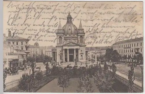 (31597) AK Warschau, Alexanderkirche, "Das eroberte Warschau", 1916