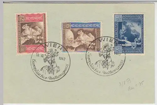 (31559) Karte mit SSt Europ. Postkongress Wien 1942 auf Briefmarkensatz