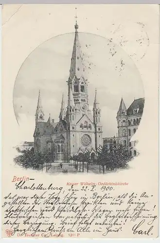 (31552) AK Berlin, Kaiser Wilhelm-Gedächtnisskirche, 1900