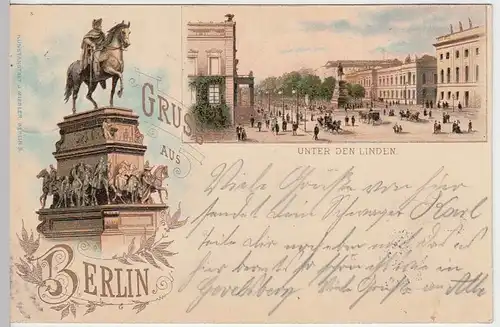 (31546) AK Gruss aus Berlin, Unter den Linden, 1904