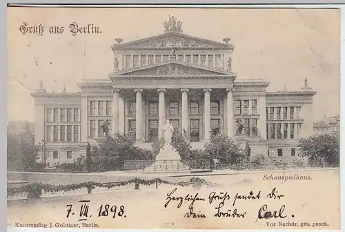 (31526) AK Gruss aus Berlin, Schauspielhaus, 1898