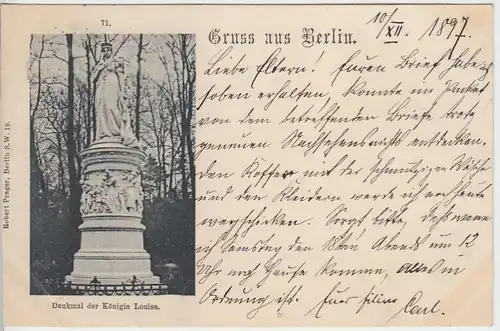 (31524) AK Gruss aus Berlin, Denkmal der Königin Louise, 1897