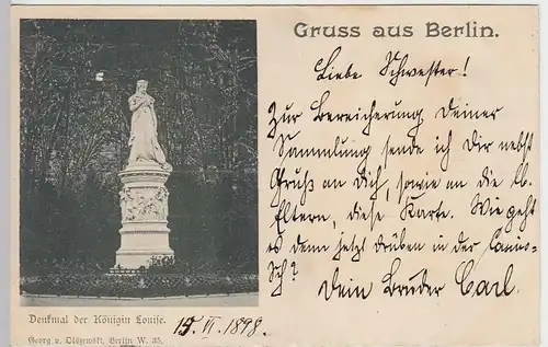 (31492) AK Gruss aus Berlin, Denkmal der Königin Louise, 1898