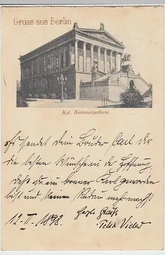 (31482) AK Gruss aus Berlin, Kgl. Nationalgalerie, 1898