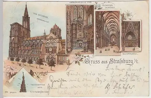 (31458) AK Gruss aus Straßburg, Strasbourg, Mehrbild Litho 1895