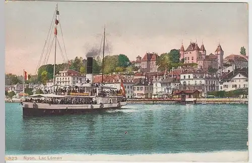 (31452) AK Nyon, Lac Leman, Genfersee, Schaufelraddampfer, vor 1945