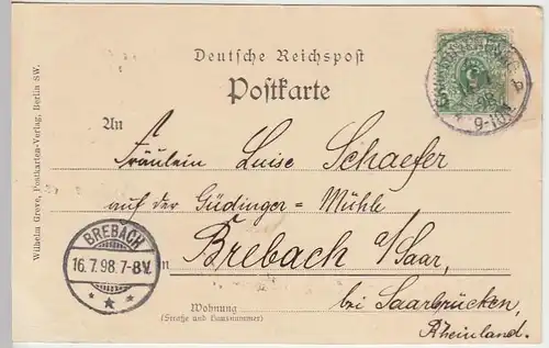 (31443) AK Gruß aus Potsdam, Sanssouci (Eingang), 1898