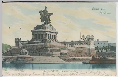(31419) AK Gruss aus Coblenz, Kaiser-Wilhelm-Denkmal, 1900