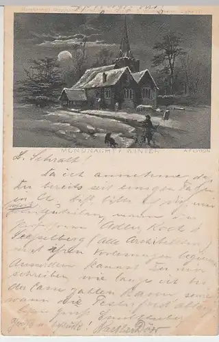 (31410) Künstler AK A.Flydon: Mondnacht im Winter, 1900