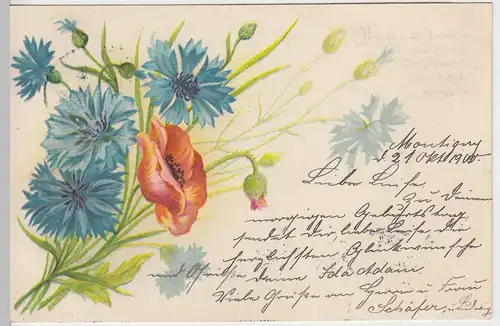 (31405) AK Grüße, Blumen mit Spruch "Möge Dich das Leben", 1900
