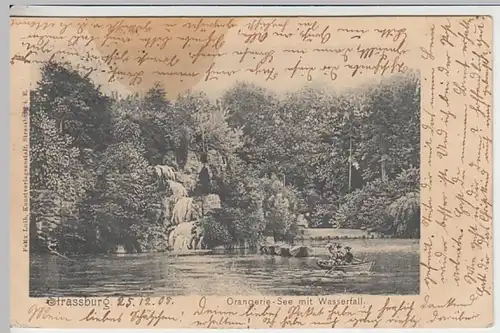 (31340) AK Straßburg, Strasbourg, Orangerie-See m. Wasserfall, 1905