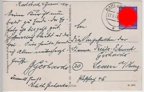 (31314) AK Karlsbad, Karlovy Vary, Blick v.d. Josefshöhe, 1944
