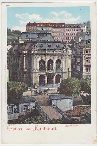 (31308) AK Gruss aus Karlsbad, Karlovy Vary, Stadttheater, vor 1905