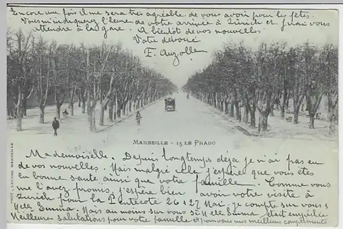 (31210) AK Marseille, Le Prado, Allee, 1901