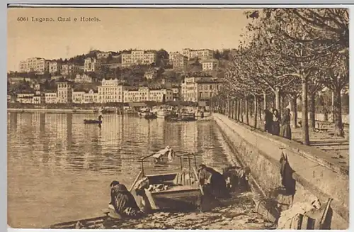 (31207) AK Lugano, Quai e Hotels 1924