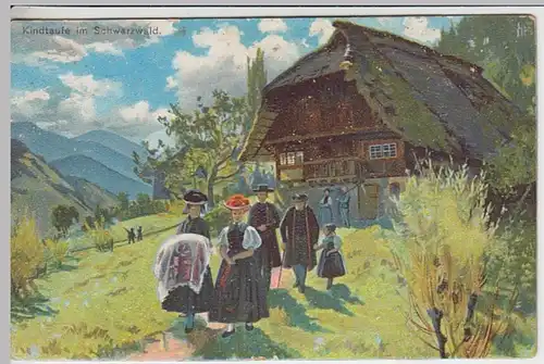 (31174) Künstler AK Kindtaufe im Schwarzwald, vor 1945