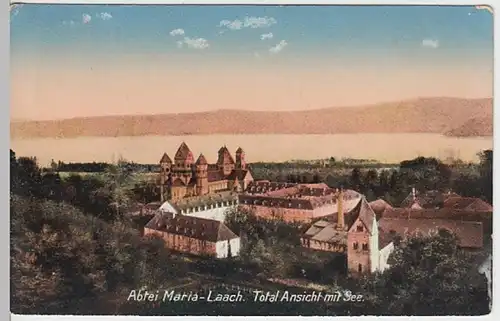 (31142) AK Abtei Maria-Laach, Totalansicht mit See, 1916