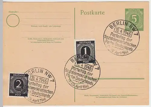 (31026) Ganzsache SSt Parteitag d. Sozialdemokr. Partei, Berlin 1946