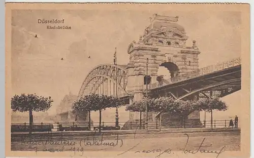 (30949) AK Düsseldorf, Rheinbrücke, 1919