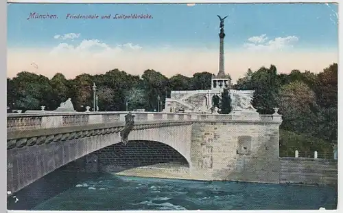 (30946) AK München, Friedensäule und Luitpoldbrücke, vor 1945
