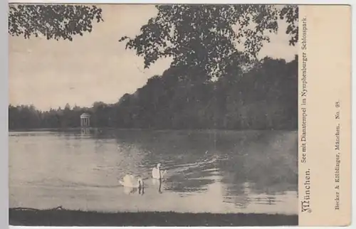 (30909) AK München, Nymphenburger Schlosspark, See mit Dianatempel 1908