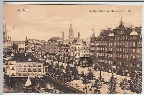(30905) AK Hamburg, Jungfernstieg mit Hamburger Hof, 1914