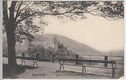 (30891) AK Heidelberg, Schloss von der Terasse, 1917