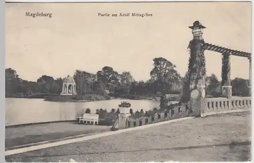 (30873) AK Magdeburg, Partie am Adolf-Mittag-See, 1914