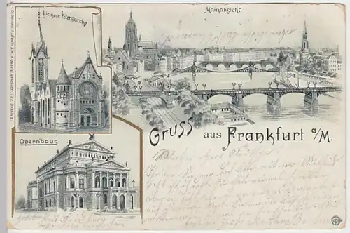 (30812) AK Gruss aus Frankfurt a.M., Mehrbildkarte, Golddruck Litho 1898