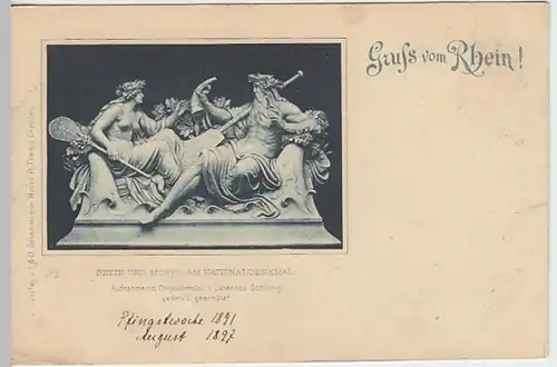 (30775) AK Gruß vom Rhein, Rhein u. Mosel am Nationaldenkmal, 1902
